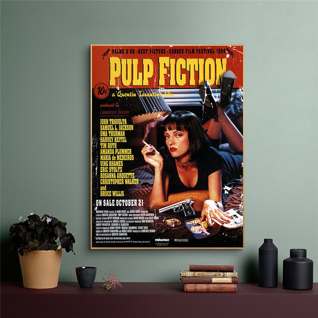 Klasyczny plakat filmowy Pulp Fiction - obraz na płótnie w stylu vintage do dekoracji wnętrz - Wianko - 1