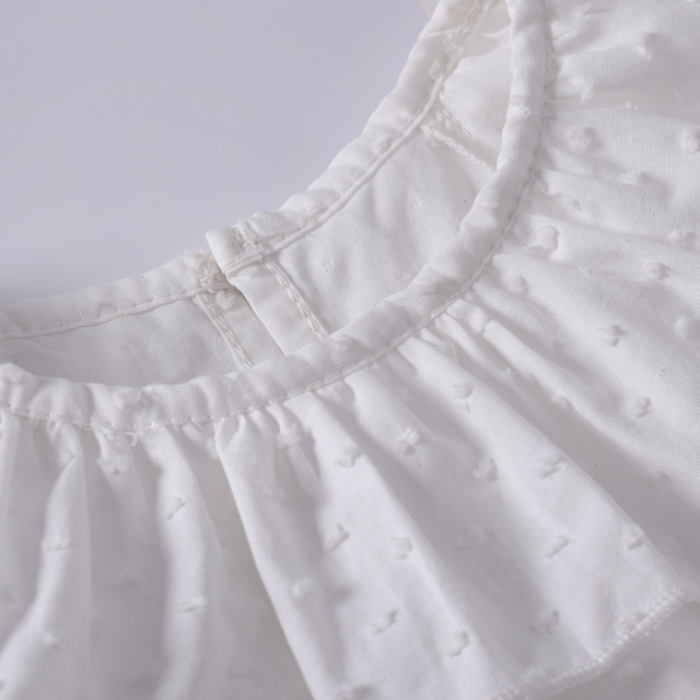 Zestaw letniego ubrania dla małych dziewczynek - biała falbana Top + łuk Bloomers szorty - Wianko - 5