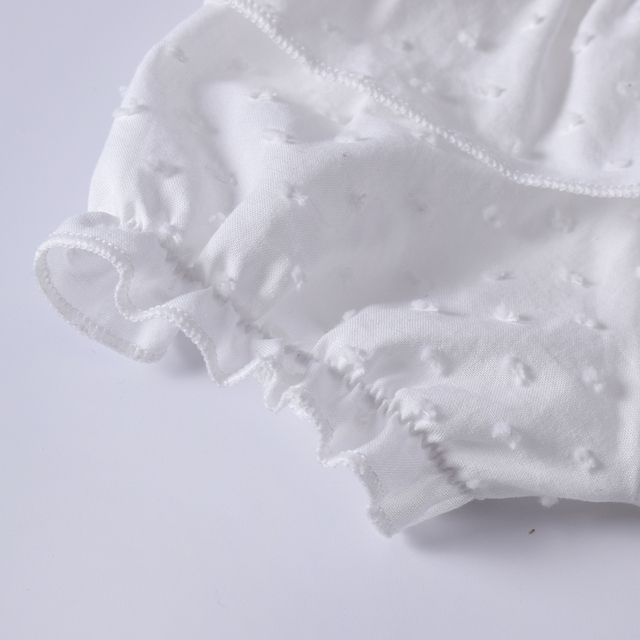 Zestaw letniego ubrania dla małych dziewczynek - biała falbana Top + łuk Bloomers szorty - Wianko - 9