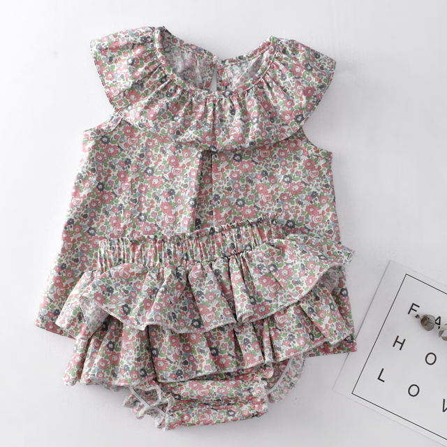 Zestaw letniego ubrania dla małych dziewczynek - biała falbana Top + łuk Bloomers szorty - Wianko - 14