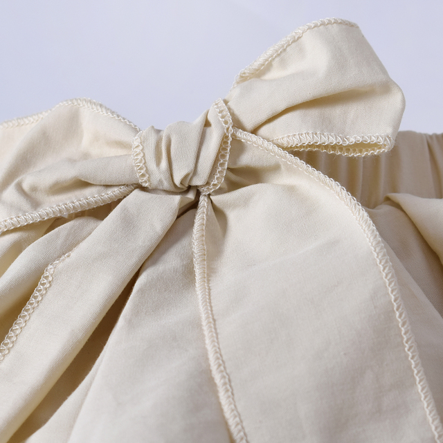 Zestaw letniego ubrania dla małych dziewczynek - biała falbana Top + łuk Bloomers szorty - Wianko - 6