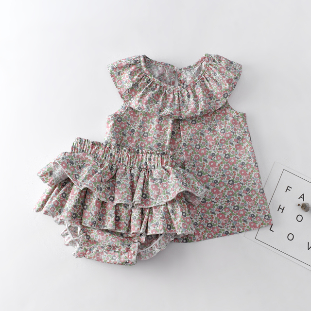 Zestaw letniego ubrania dla małych dziewczynek - biała falbana Top + łuk Bloomers szorty - Wianko - 11
