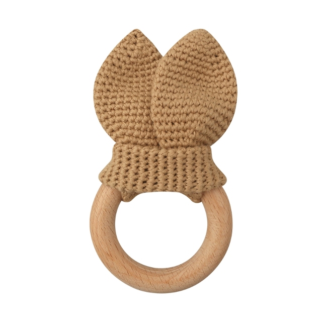 Drewniany pierścień do ząbkowania dla niemowląt z wesołym króliczkiem - 2021 nowość, BPA Free - Wianko - 5