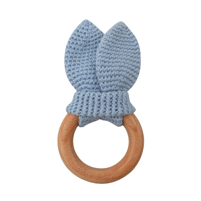 Drewniany pierścień do ząbkowania dla niemowląt z wesołym króliczkiem - 2021 nowość, BPA Free - Wianko - 6
