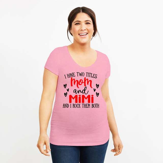Koszula ciążowa dla przyszłej mamy - 1PC, z dwoma tytułami: Mama i Mimi, rockująca zarówno Dzień Matki. Śmieszny prezent na ciążę. Pasująca rodzina koszula - Wianko - 21