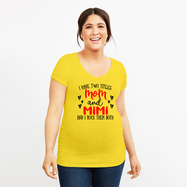 Koszula ciążowa dla przyszłej mamy - 1PC, z dwoma tytułami: Mama i Mimi, rockująca zarówno Dzień Matki. Śmieszny prezent na ciążę. Pasująca rodzina koszula - Wianko - 22