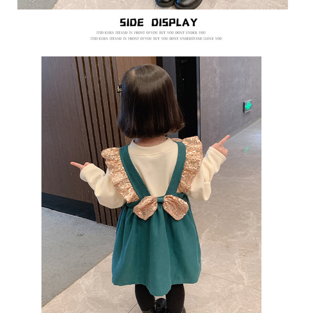 Zestaw ubranek dla dziewczynek: bluzka i sukienka (2 szt.) w jednolitym kolorze dla maluchów - Wianko - 7