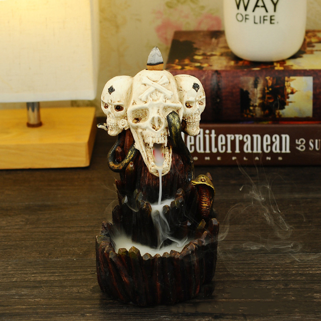 Palnik ceramiczny czaszka do kadzideł Halloween - dekoracja wodospadu pachnącego mieszanej gra stożka - Wianko - 4