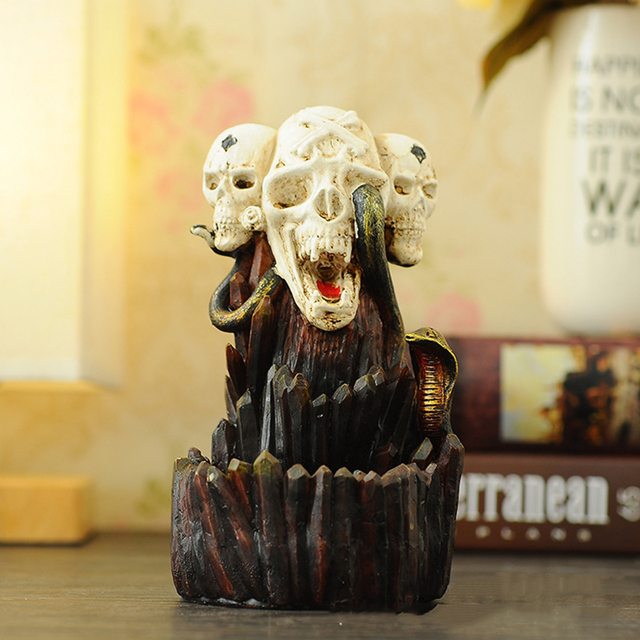 Palnik ceramiczny czaszka do kadzideł Halloween - dekoracja wodospadu pachnącego mieszanej gra stożka - Wianko - 2
