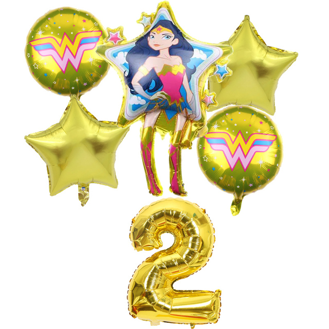 Super kobieta z balonów foliowych - zestaw 6 sztuk, złoty niebieski, 32 calowy, numer dekoracja urodzinowa Baby Shower Kids Boy Hero Toys - Wianko - 3