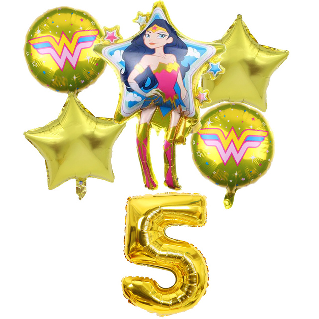 Super kobieta z balonów foliowych - zestaw 6 sztuk, złoty niebieski, 32 calowy, numer dekoracja urodzinowa Baby Shower Kids Boy Hero Toys - Wianko - 6
