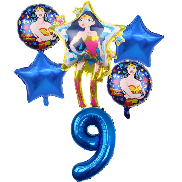 Super kobieta z balonów foliowych - zestaw 6 sztuk, złoty niebieski, 32 calowy, numer dekoracja urodzinowa Baby Shower Kids Boy Hero Toys - Wianko - 19