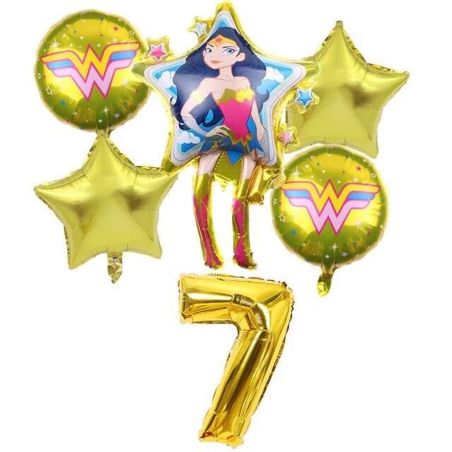 Super kobieta z balonów foliowych - zestaw 6 sztuk, złoty niebieski, 32 calowy, numer dekoracja urodzinowa Baby Shower Kids Boy Hero Toys - Wianko - 8