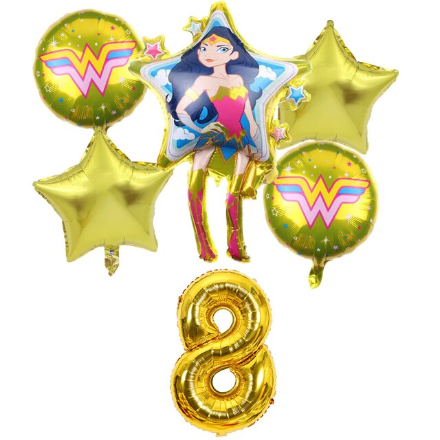 Super kobieta z balonów foliowych - zestaw 6 sztuk, złoty niebieski, 32 calowy, numer dekoracja urodzinowa Baby Shower Kids Boy Hero Toys - Wianko - 9