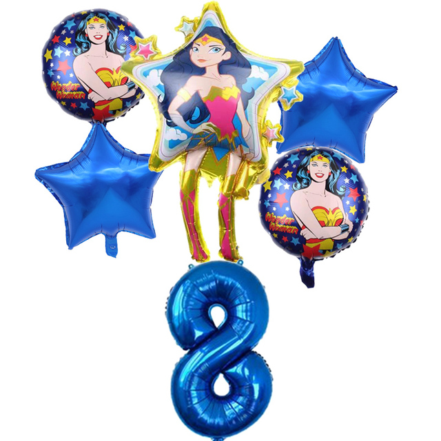 Super kobieta z balonów foliowych - zestaw 6 sztuk, złoty niebieski, 32 calowy, numer dekoracja urodzinowa Baby Shower Kids Boy Hero Toys - Wianko - 18