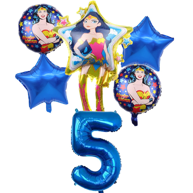 Super kobieta z balonów foliowych - zestaw 6 sztuk, złoty niebieski, 32 calowy, numer dekoracja urodzinowa Baby Shower Kids Boy Hero Toys - Wianko - 15
