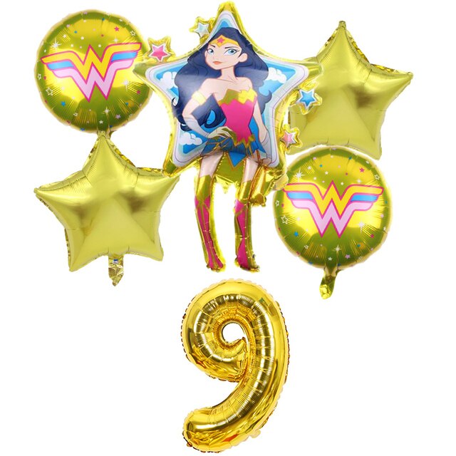 Super kobieta z balonów foliowych - zestaw 6 sztuk, złoty niebieski, 32 calowy, numer dekoracja urodzinowa Baby Shower Kids Boy Hero Toys - Wianko - 10