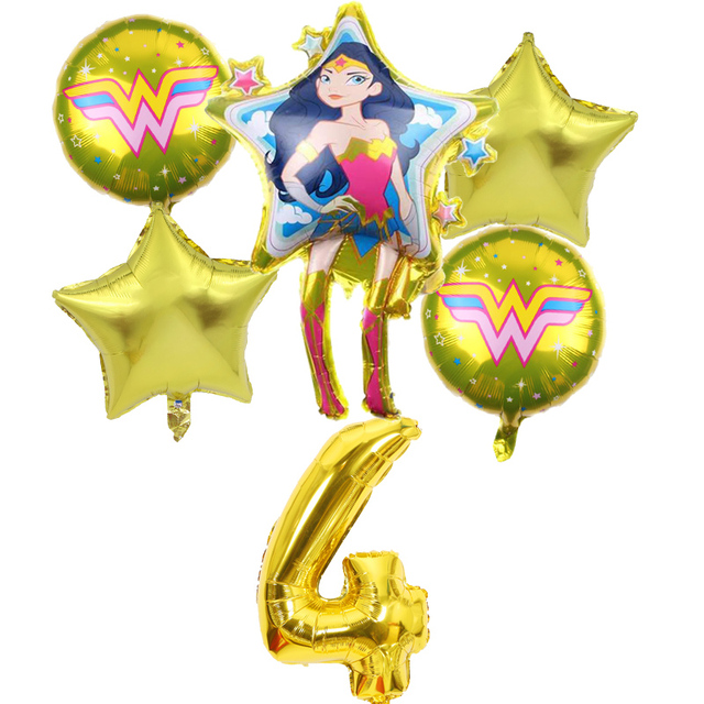Super kobieta z balonów foliowych - zestaw 6 sztuk, złoty niebieski, 32 calowy, numer dekoracja urodzinowa Baby Shower Kids Boy Hero Toys - Wianko - 5