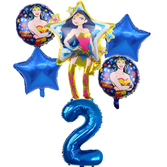 Super kobieta z balonów foliowych - zestaw 6 sztuk, złoty niebieski, 32 calowy, numer dekoracja urodzinowa Baby Shower Kids Boy Hero Toys - Wianko - 12