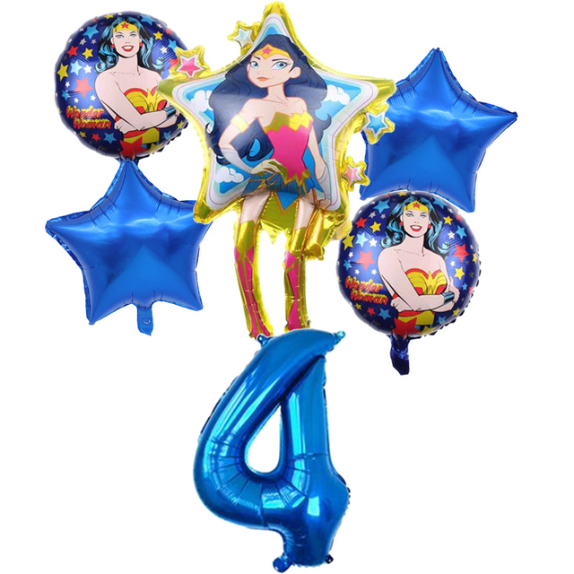 Super kobieta z balonów foliowych - zestaw 6 sztuk, złoty niebieski, 32 calowy, numer dekoracja urodzinowa Baby Shower Kids Boy Hero Toys - Wianko - 14