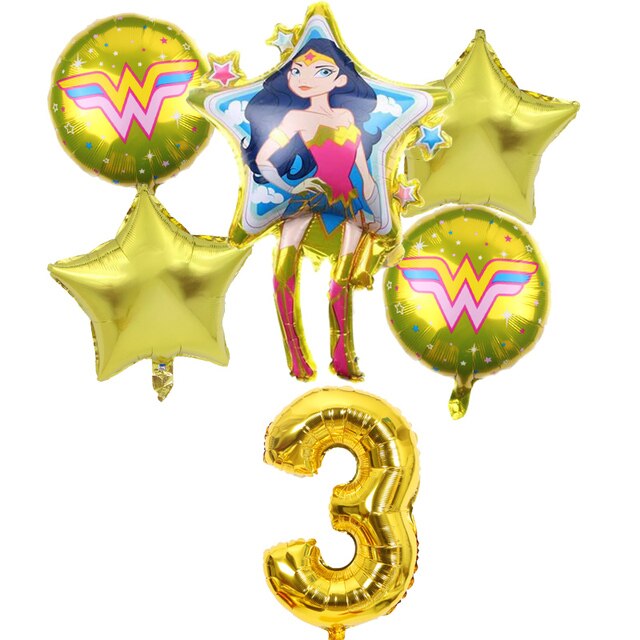 Super kobieta z balonów foliowych - zestaw 6 sztuk, złoty niebieski, 32 calowy, numer dekoracja urodzinowa Baby Shower Kids Boy Hero Toys - Wianko - 4