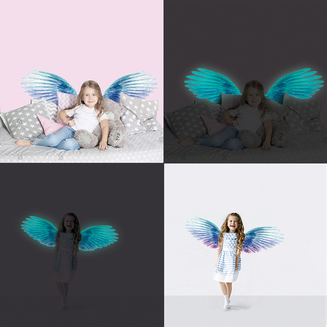 Artystyczne, ręcznie malowane skrzydła anioła - naklejka ścienno-dekoracyjna luminous, świecąca w nocy, symulacja Blu-ray, Home Decor, dla dzieci, księżniczka - Wianko - 13