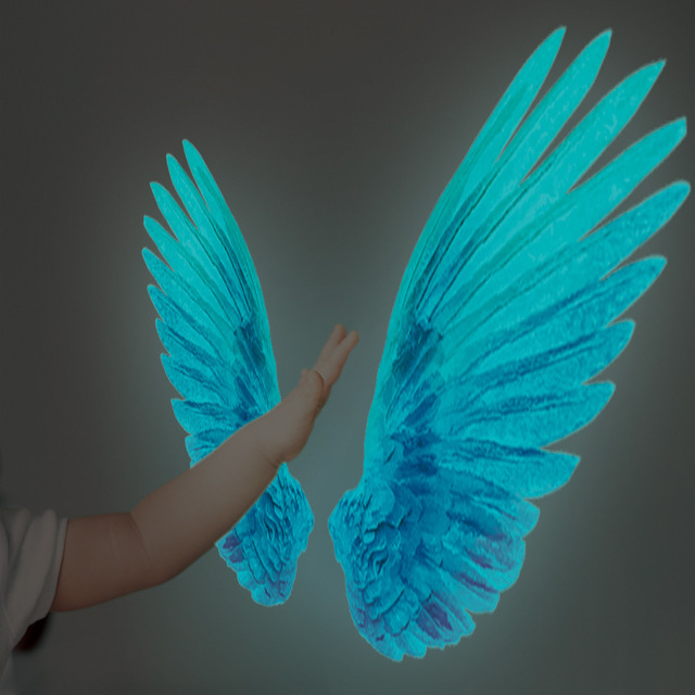 Artystyczne, ręcznie malowane skrzydła anioła - naklejka ścienno-dekoracyjna luminous, świecąca w nocy, symulacja Blu-ray, Home Decor, dla dzieci, księżniczka - Wianko - 6