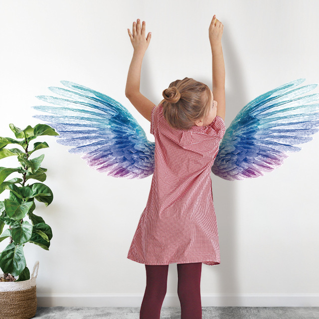 Artystyczne, ręcznie malowane skrzydła anioła - naklejka ścienno-dekoracyjna luminous, świecąca w nocy, symulacja Blu-ray, Home Decor, dla dzieci, księżniczka - Wianko - 12