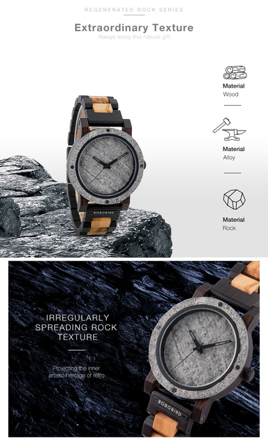 Zegarek męski BOBO BIRD z marmurowym drewnianym projektem, marki Top Luxury Brand, kwarcowy najlepszy prezent świąteczny - Wianko - 10