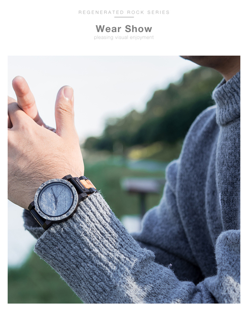Zegarek męski BOBO BIRD z marmurowym drewnianym projektem, marki Top Luxury Brand, kwarcowy najlepszy prezent świąteczny - Wianko - 9