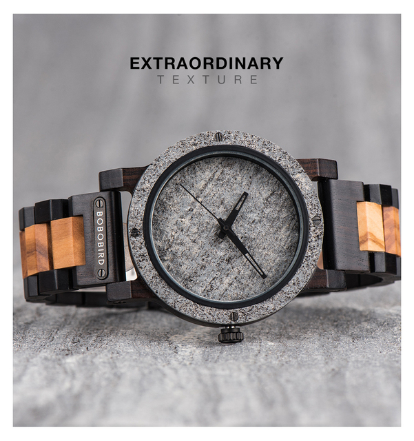 Zegarek męski BOBO BIRD z marmurowym drewnianym projektem, marki Top Luxury Brand, kwarcowy najlepszy prezent świąteczny - Wianko - 12