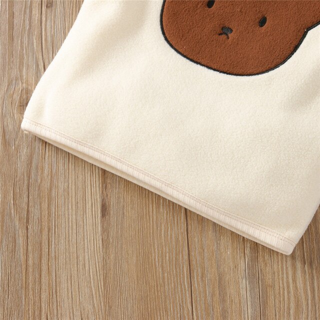 Zestaw ubrań dla niemowlaka: urocza bluzka z animowanym niedźwiadkiem i spodnie z dzianiny z polarowymi żebrowanymi mankietami 0-24M - 2021 - Wianko - 14