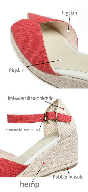 Sandały damskie klinowe elastyczne otwarte z konopią 6cm 2021 - Wianko - 2