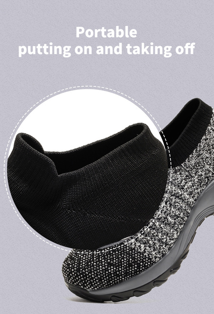 Damskie buty do tenisa grube dno platformy oddychająca siatka zwiększająca wysokość Slip-on kobiece skarpety obuwie Outdoor Women Sneakers - Wianko - 6