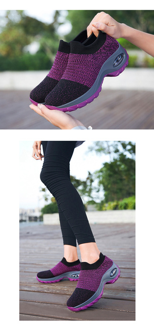 Damskie buty do tenisa grube dno platformy oddychająca siatka zwiększająca wysokość Slip-on kobiece skarpety obuwie Outdoor Women Sneakers - Wianko - 15