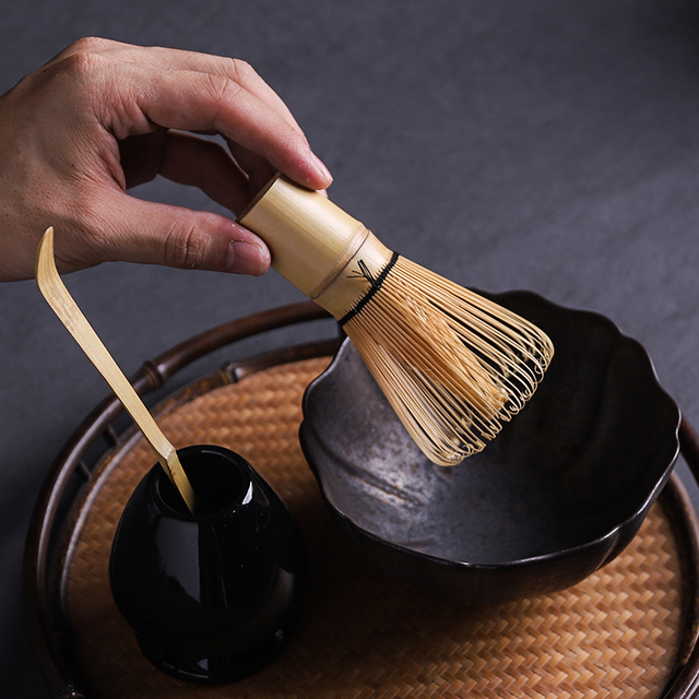 Zestaw do herbaty matcha: miska ceramiczna, trzepaczka bambusowa, szufelka - zestaw 4 szt - Wianko - 4