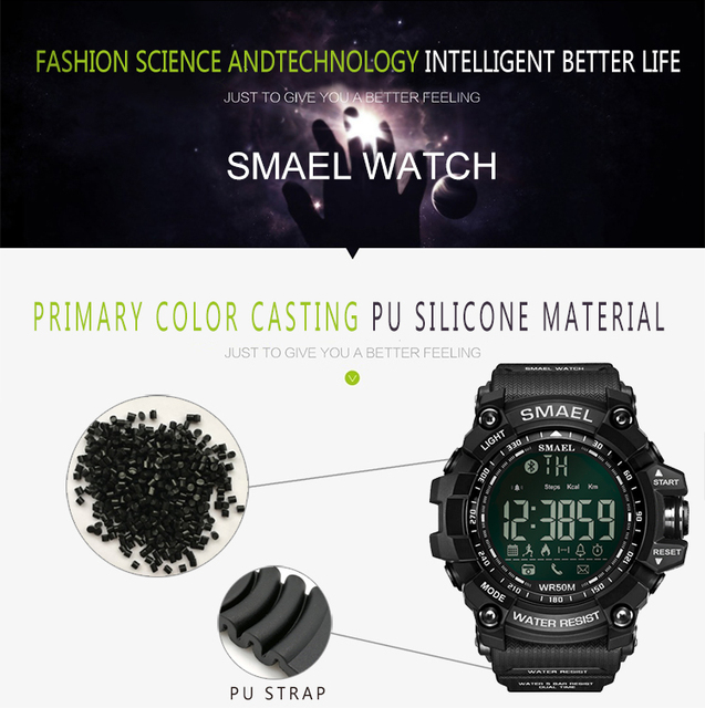 SMAEL 1617B - zegarek cyfrowy męski, wodoszczelny, czarny - Wianko - 3