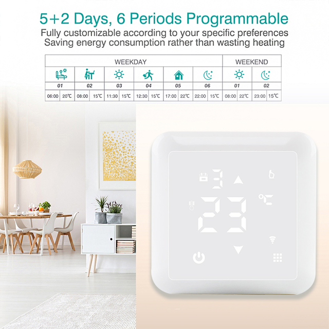 Tuya inteligentny termostat WiFi do regulacji temperatury pomieszczeń dla kotłów gazowych z Alexa i Google Home - Wianko - 5
