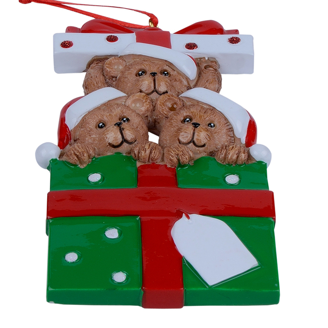 Rodzina niedźwiedzia - zestaw 5 personalizowanych choinkowych ozdób z żywicy do dekoracji wnętrz - Wianko - 19