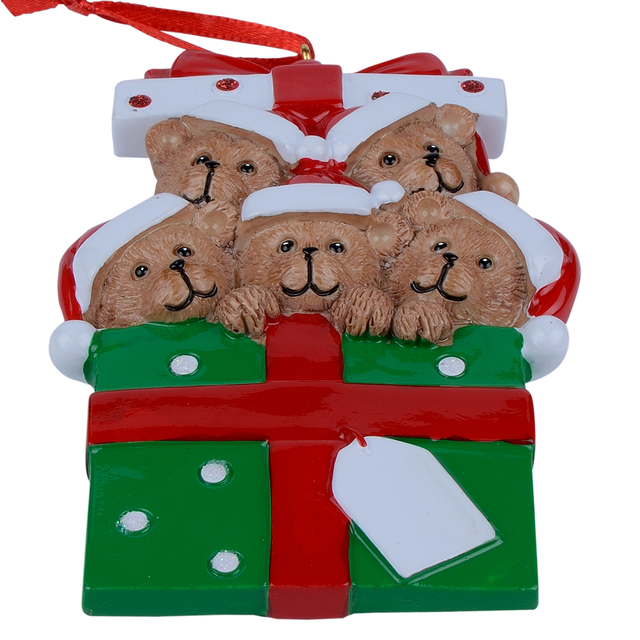 Rodzina niedźwiedzia - zestaw 5 personalizowanych choinkowych ozdób z żywicy do dekoracji wnętrz - Wianko - 35