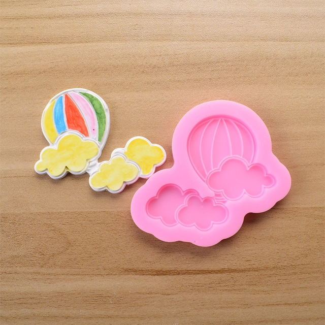 Formy silikonowe dla dzieci - gorący balon, tęczowe chmury, ubrania, trojany - do dekorowania i wypieku ciast - Wianko - 4