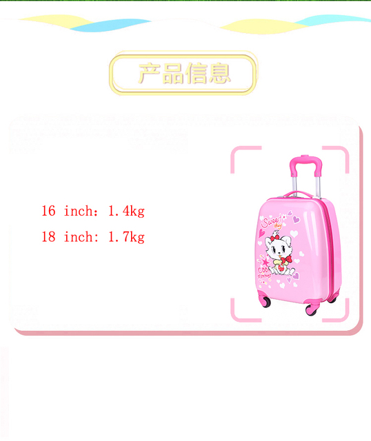 Walizka dziecięca na kółkach 16''18'' Cartoon - podróżny bagaż na kółkach - Wianko - 4