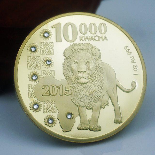 2015 Moneta pamiątkowa z pozłacanymi monetami o tematyce egipskiej mitologii - Lew Słoń Bastet - Wianko - 2