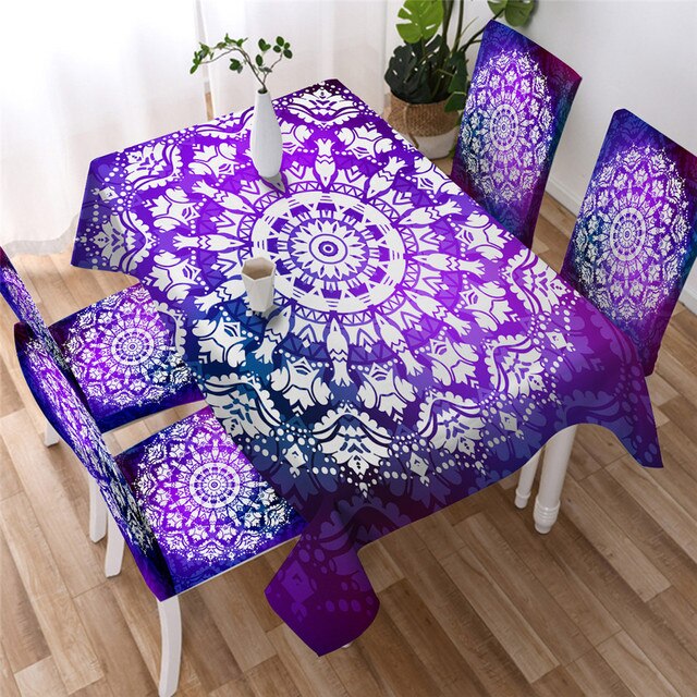 Czeski Mandala - wodoodporny obrus prostokątny z kwiatowym nadrukiem dla stolików kawowych i dekoracji stołu - tkanina Nappe - Wianko - 8