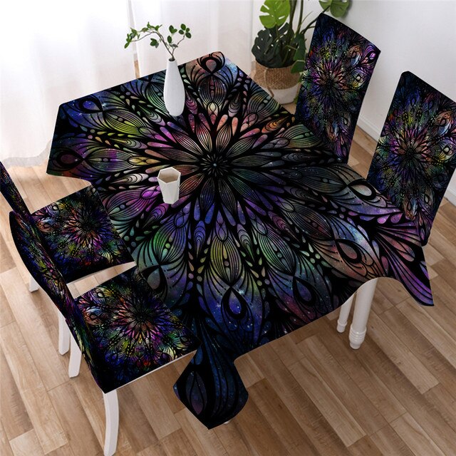 Czeski Mandala - wodoodporny obrus prostokątny z kwiatowym nadrukiem dla stolików kawowych i dekoracji stołu - tkanina Nappe - Wianko - 5