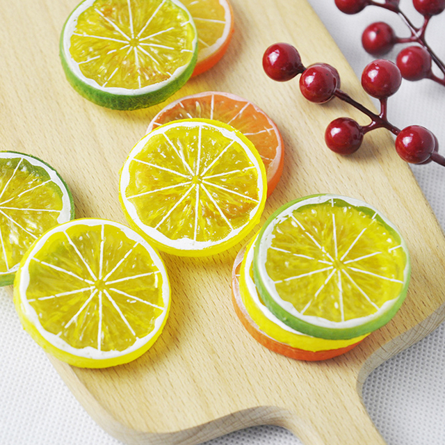 Mini symulacja plastry owoców cytrynowych - ozdoby świąteczne, 3 kolory, idealne na wesele i wystrój kuchni - Wianko - 1