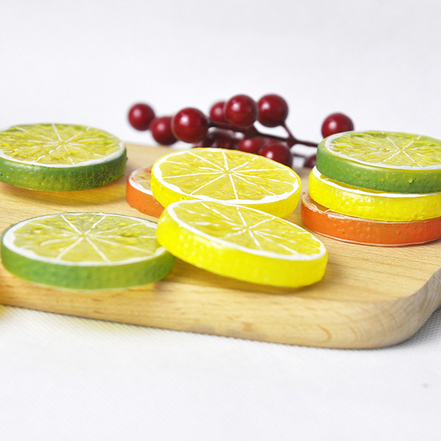 Mini symulacja plastry owoców cytrynowych - ozdoby świąteczne, 3 kolory, idealne na wesele i wystrój kuchni - Wianko - 3