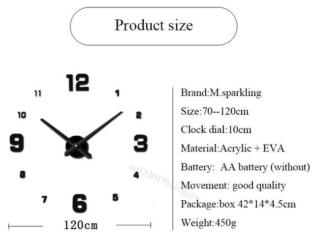 Duży nowoczesny zegar ścienny 3D do sypialni - samoprzylepny, dekoracyjny - Wianko - 17