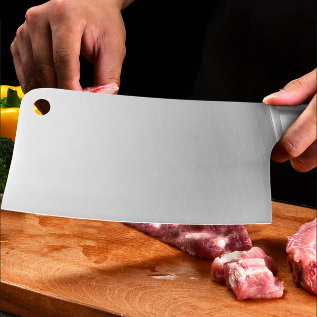 Profesjonalny chiński nóż kuchenny 7-calowy ze stali nierdzewnej do mięsa, kości i siekania - Wianko - 4