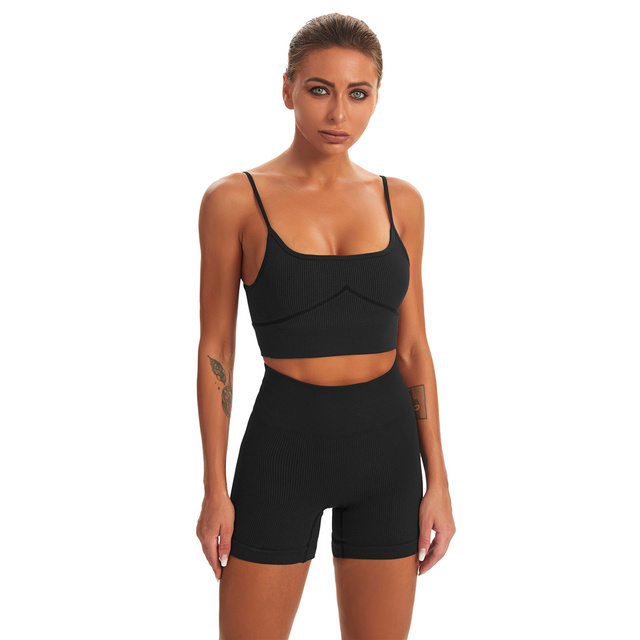 Damski biustonosz sportowy Camisole spodenki z wysokim stanem zestaw do jogi i fitness A056VS - Wianko - 20